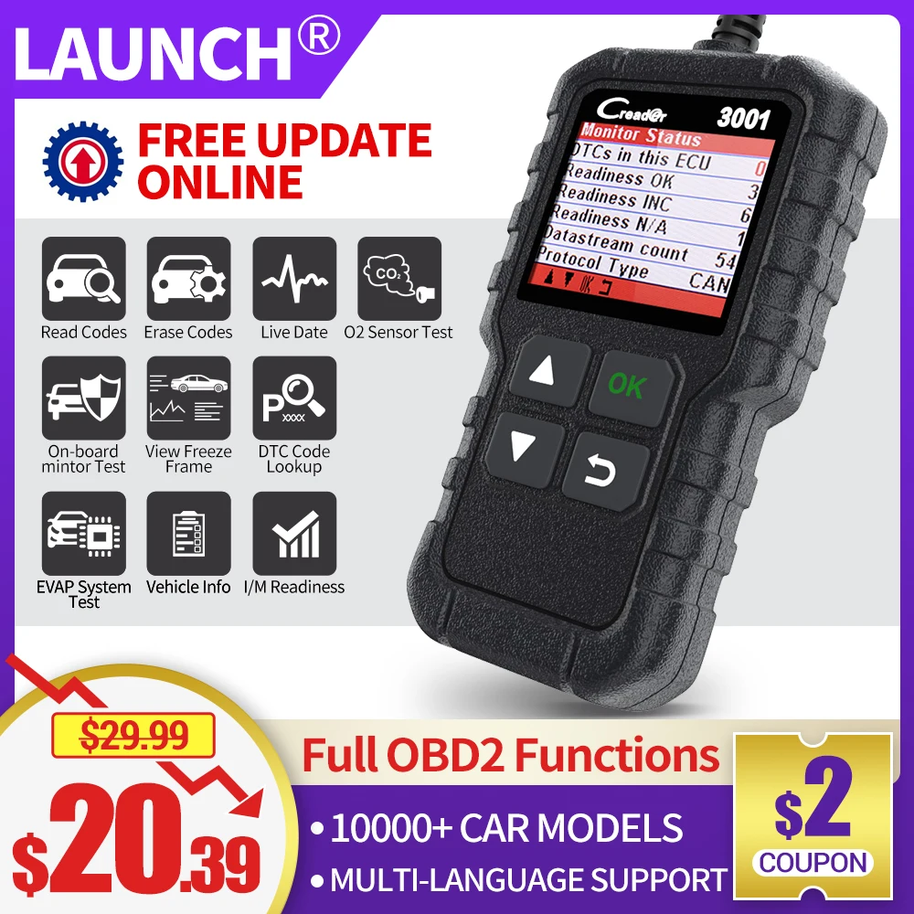 

LAUNCH X431 CR3001Automotive Professional Diagnostic Tool obd2 Engine Code Reader Scan Faster tool For Cars pk ELM327