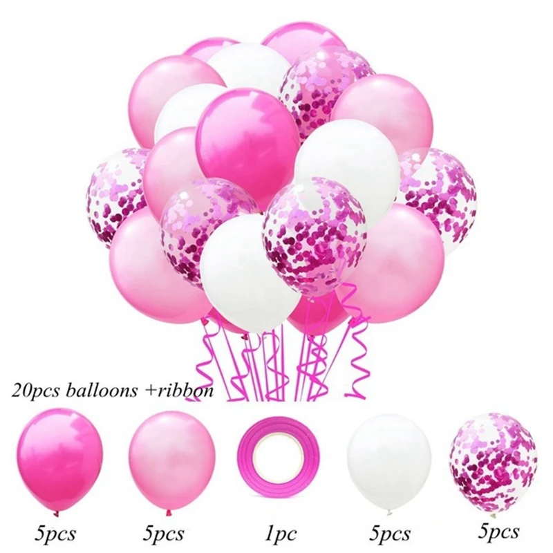 

21pcs Confetti Balloon First Happy Birthday My 1st 1 One Year Party Decorations Kids Baby Boy Girl Adult Garland Banner Supplies