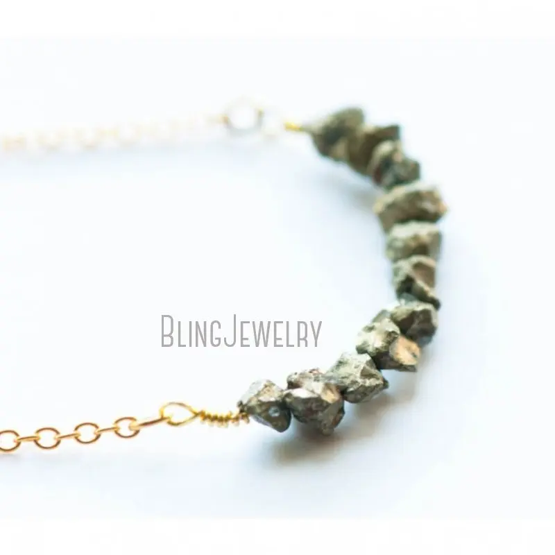 Золотая пиритовая балка NM39720 ювелирные изделия Nugget ожерелье из бисера