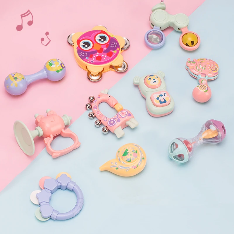 

Newborn Rattles Cartoon Baby Rattle Teether Educational Mobiles Toys Toddlers Bed Bell Griping Toys Baby Appease Hand Bell