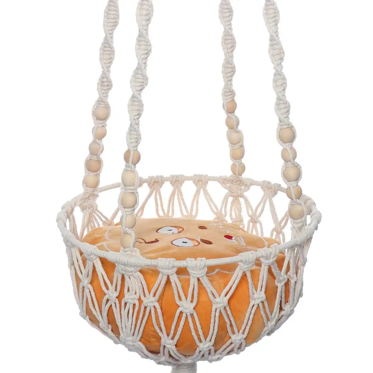 

Pet Bed Seat Hammock Hand-Woven Hanging Basket Cotton Pet Cote Cat Dog Hammock Thread Toy Swing Bohemian Wall Hanging Macrame