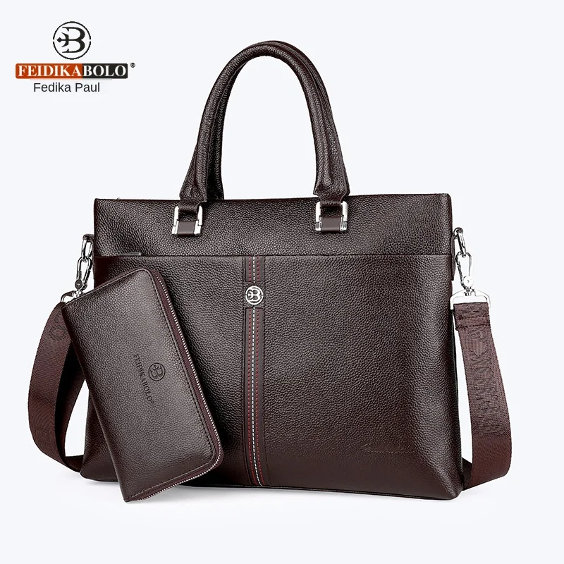 

Real-Leather Bag 2019 New Men's Full-Grain Leather Business Casual Shoulder Bag/Hand Bag Cross-Body Computer Big Bag Wholesale
