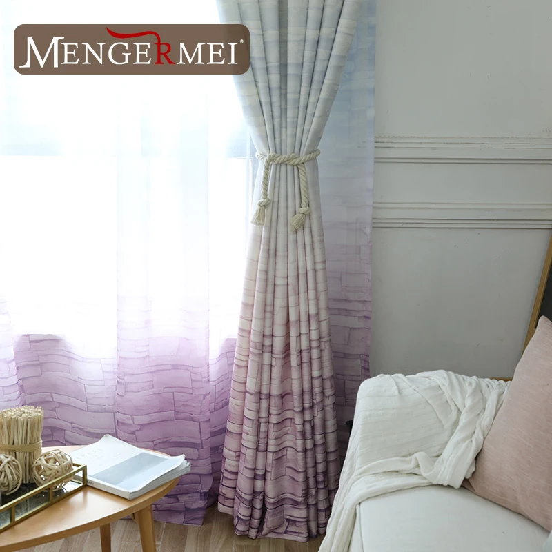 MENGERMEI шторы с переходным рисунком мраморный тюль затемненная занавеска для