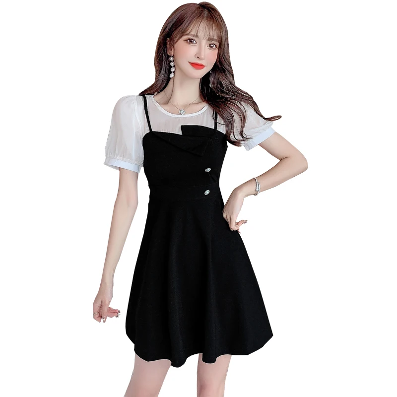 

Make the new summer French splicing dress fashionable joker