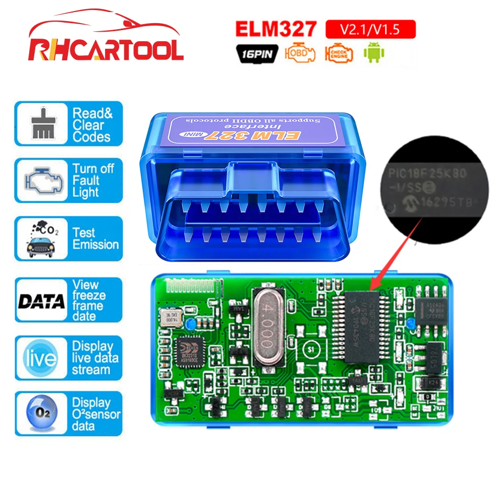 Автомобильные аксессуары OBD2 ELM327 V1.5 PIC18F25K80 чип считыватель кодов ELM 327 OBDII