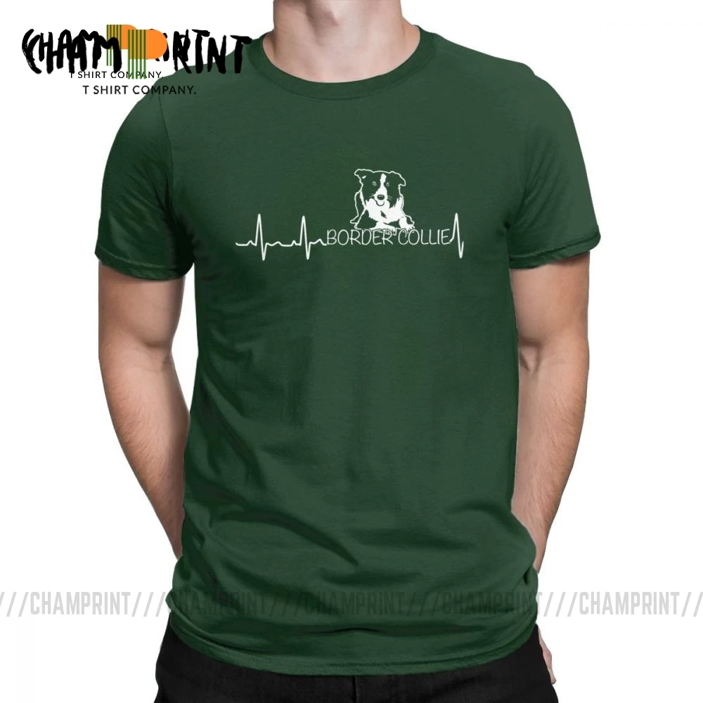 Мужские футболки сердцебиение бордер колли забавная футболка с коротким рукавом