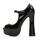 Туфли-лодочки женские на высоком каблуке, пикантные Туфли Мэри Джейн на платформе, туфли-лодочки с открытым носком для вечерние НКИофисасвадьбы, телесные, красные