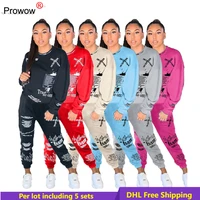 jogging suits women tracksuits fall winter sweatsuits print hoodie sweatpants two piece set outdoor leisure set wholesale 6260