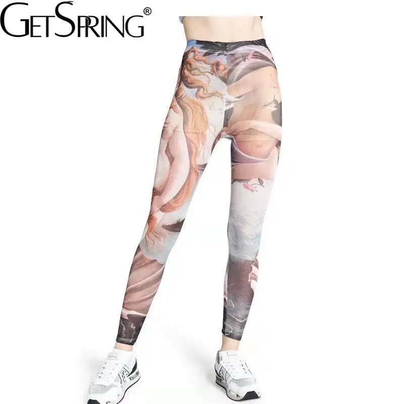 GetSpring женские брюки леггинсы с высокой талией рождественские эластичные