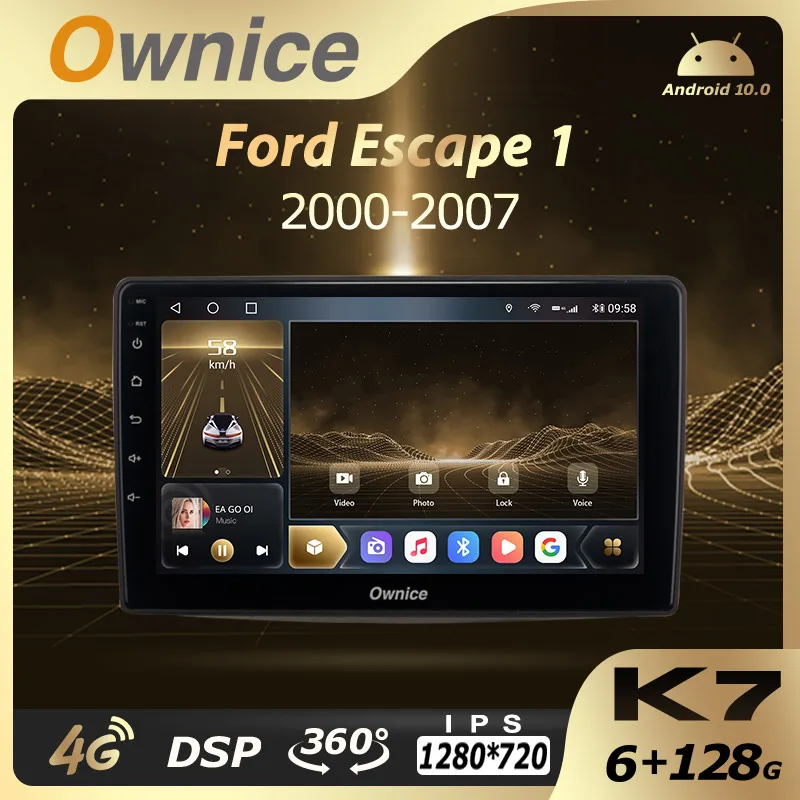 

Автомагнитола Ownice K7, Android 10,0, для Ford Escape 1/MAZDA TRIBUTE 2000-2007, 6 ГБ + 128 ГБ, 8 ядер, 360 дюйма, 5G, Wi-Fi, 4G, LTE, без DVD