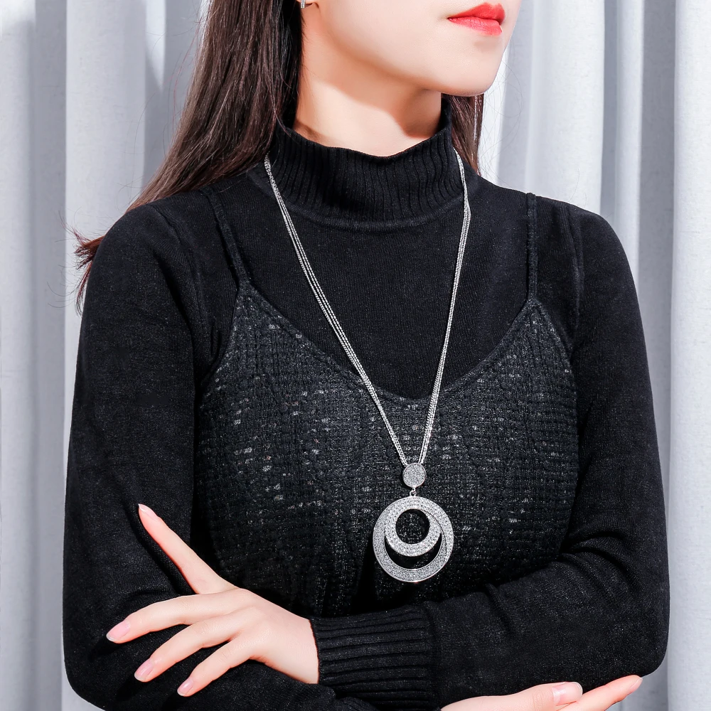 Женское винтажное ожерелье с подвеской в виде большого круга|Ожерелья подвеской|