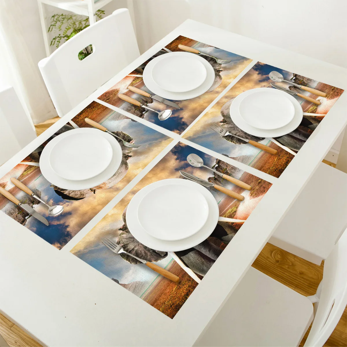 Набор из 4/6 ковриков для обеденного стола животных слона Африки чудовища