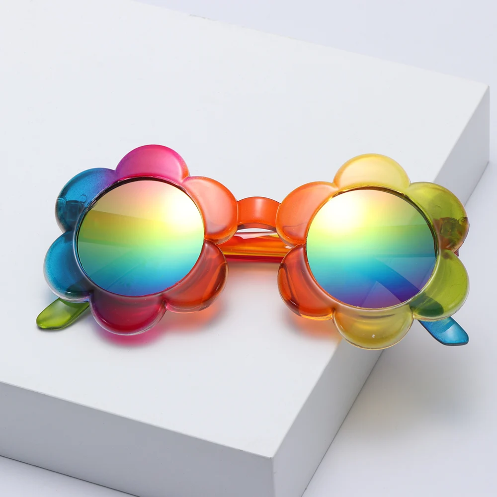 Детские круглые солнцезащитные очки в форме цветка красочные милые дорожные