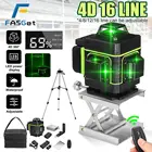 FASGet 4D 16-линейный зеленый лазерный уровень 360 Горизонтальные и вертикальные перекрестные линии с автоматическим самовыравниванием Сверхмощный лазерный луч