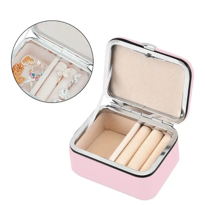 

Small Travel Jewelry Display Box Portable Jewellery Case PU Leather Container L4ME