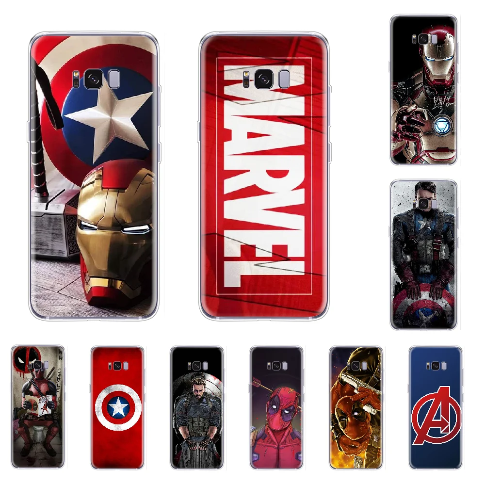 Мягкий резиновый чехол для телефона Marvel Captain America Deadpool Iron Man из ТПУ Samsung S5 S6 S7 S8 S9 S10 e