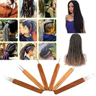 1 шт. двойная Тройная игла для дредов, крючок для вязания, игла для наращивания волос, инструмент для заточки, бамбуковый Держатель для игл