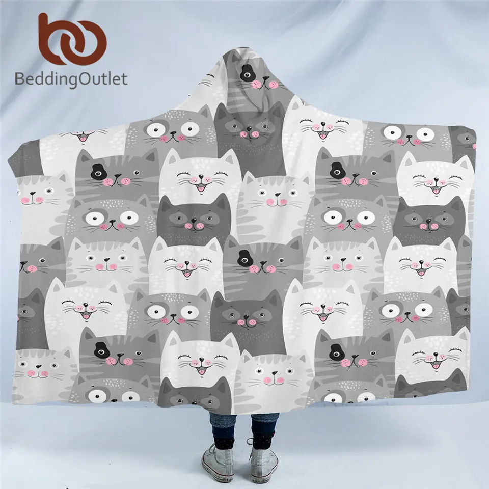 Постельное белье на выход милые кошки одеяло с капюшоном мультфильм Шерпа флис