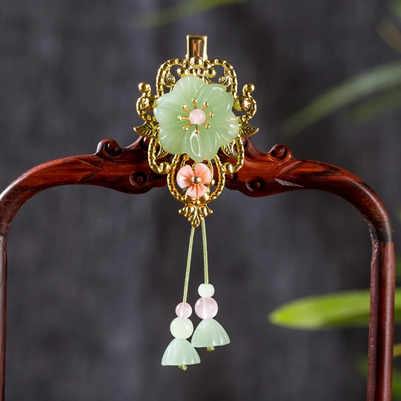 Оригинальная заколка для волос в стиле ретро с изображением цветов авантюрина и