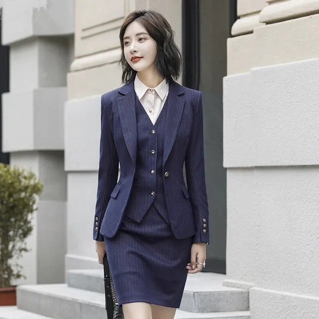 OL/Стиль Повседневная обувь 3 предмета костюм Женский блейзер + жилет штаны осень