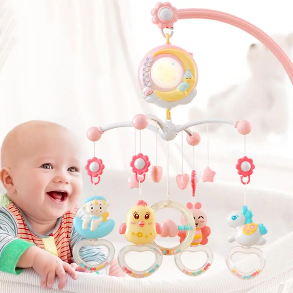 Baby Bed Mobile Rattle Music Toy With Light Projector Hanging Rotating Bell Timing Remote Control | Игрушки и хобби