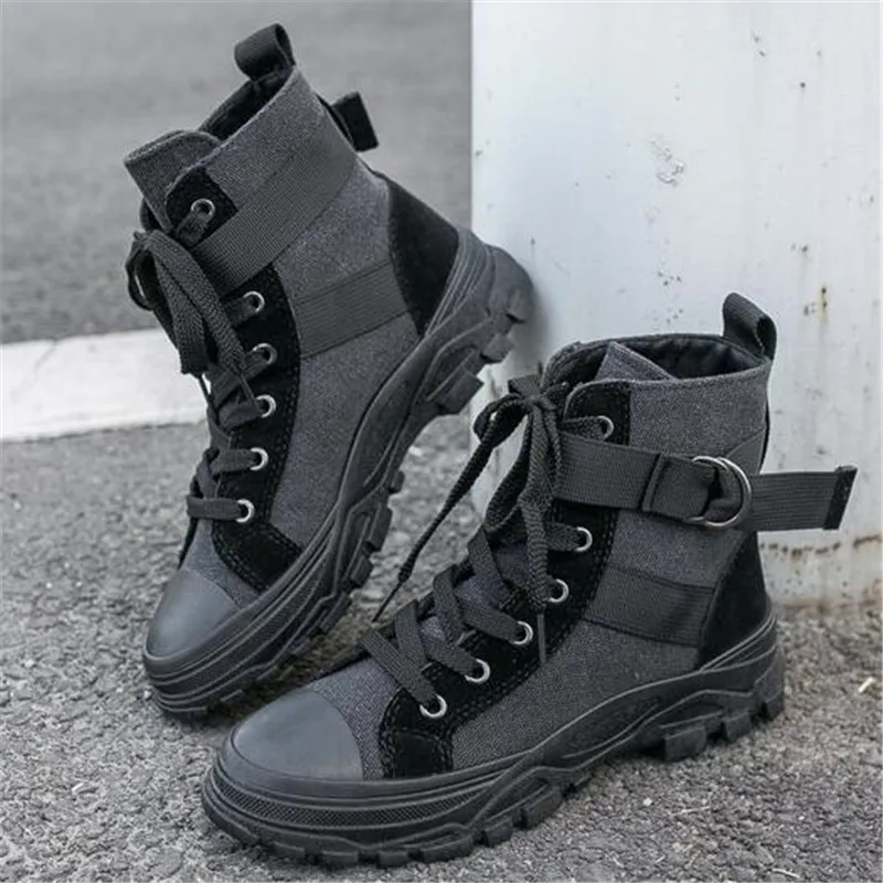 

Riding boots women 2020 new autumn winter short boots canvas fashion casual high-top Breathable fashionable women's shoes