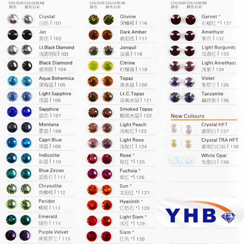 

YHB SS4-SS20 about 40Colors Super Glitter Crystal Hot Fix Rhinestones FlatBack Strass Fabric Garment Nail Art Decorations