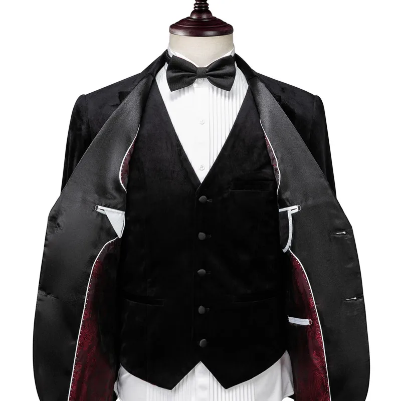 Блейзер жилет и брюки 3 сборный двуштучный костюм/осень-зима мужские бархатные