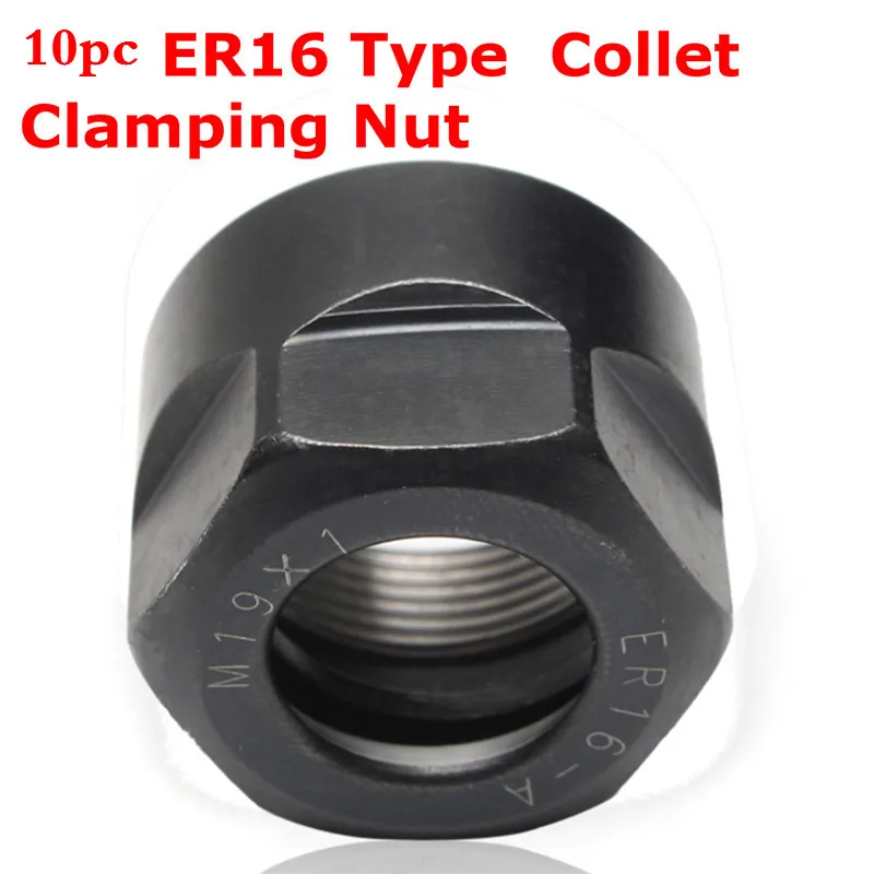 

10Pcs/Set ER16 Collet Clamping M19 Hex Nut For CNC Lathe Milling Collets Chuck Holder Engraving Trimmer Machine Spindle Motor