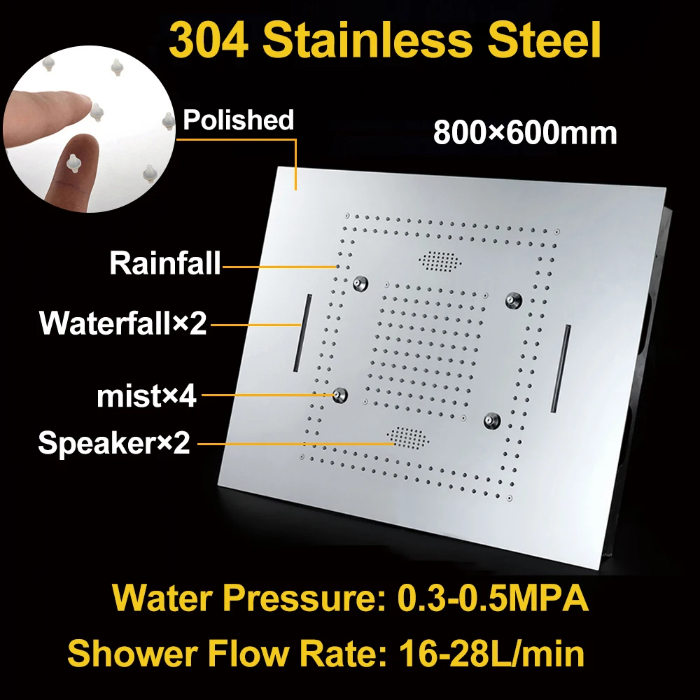 M Boenn класса люкс музыка светодиодный душ Системы комплект Ванная комната 800*600 мм