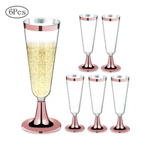 6pcsset 150ml disposable plastic wine glass champagne flute cocktail glass champagne glass drinking utensils for party