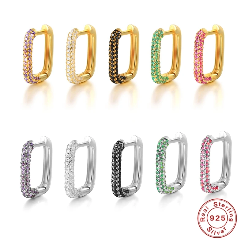 

Aide Minimalist 925 Sterling Silver Colorful Zircon Geometric Circle Huggies Earrings Hoop Earrings for Women Earrings Jewelry