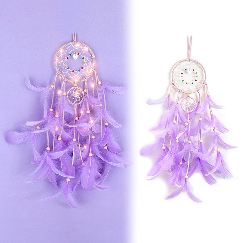 

Dream Catcher Feather Wall Decor for Bedroom Wall Hanging Decoration LED Dreamcatcher Home Ornaments Fantasy Gift for Kids
