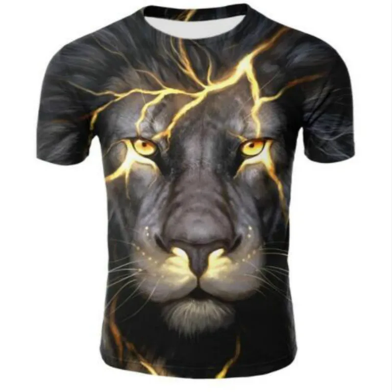 Новая крутая футболка с 3D принтом Lightning Lion для мужчин/женщин летние топы коротким