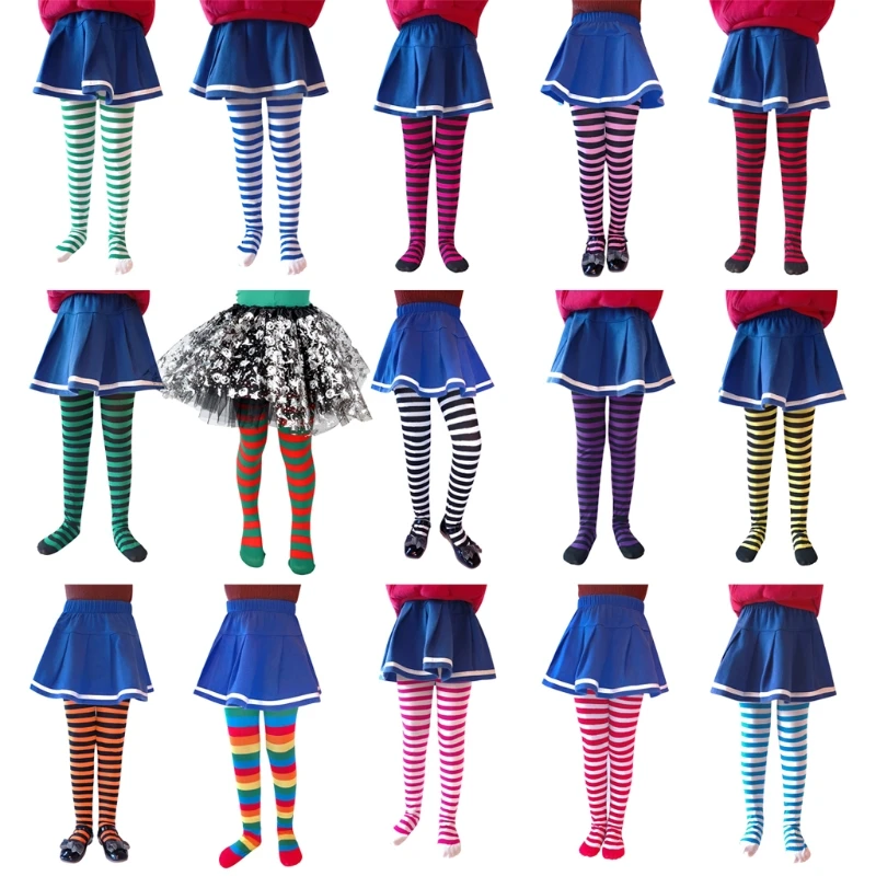 

Halloween Cosplay Children Stripe Pantyhose Stockings Baby Boys Girls Tights Kids Masquerade Party Costumes A2UB