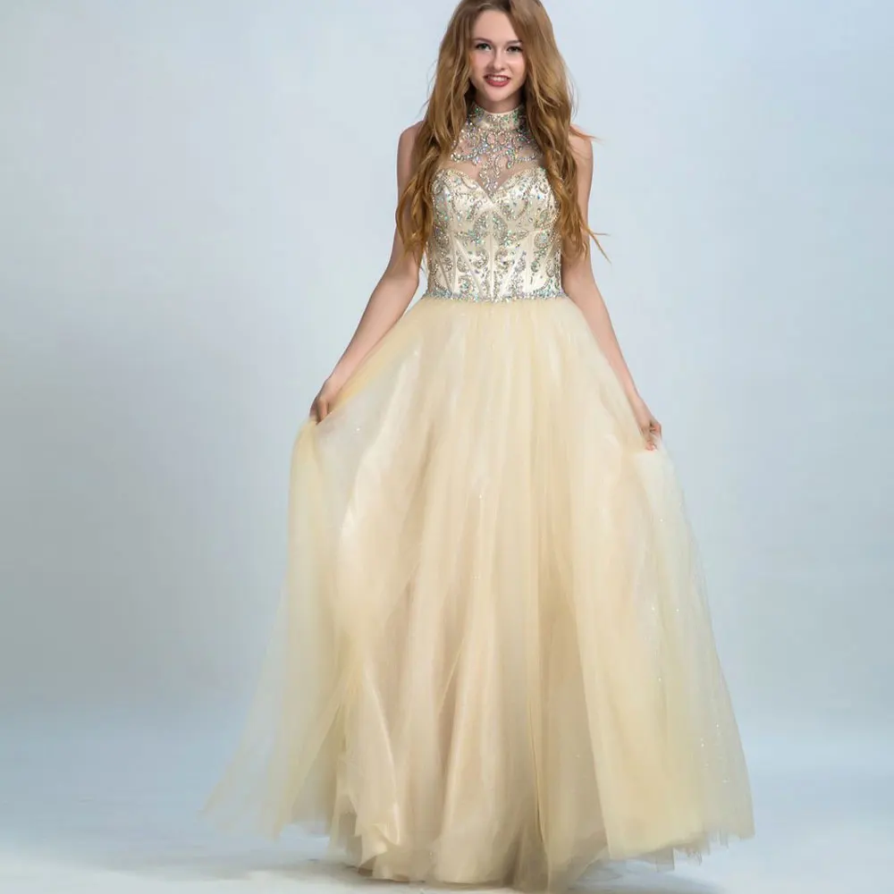 

Net/Tulle High Collar A-line Floor length Sweep/Brush Beading Beads Sleeveless Zipper Open back Draped Evening Dresses