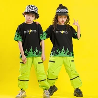 kid hip hop clothing graphic oversized t shirt top streetwear harajuku tactical cargo pants for girl boy dance costume clothes