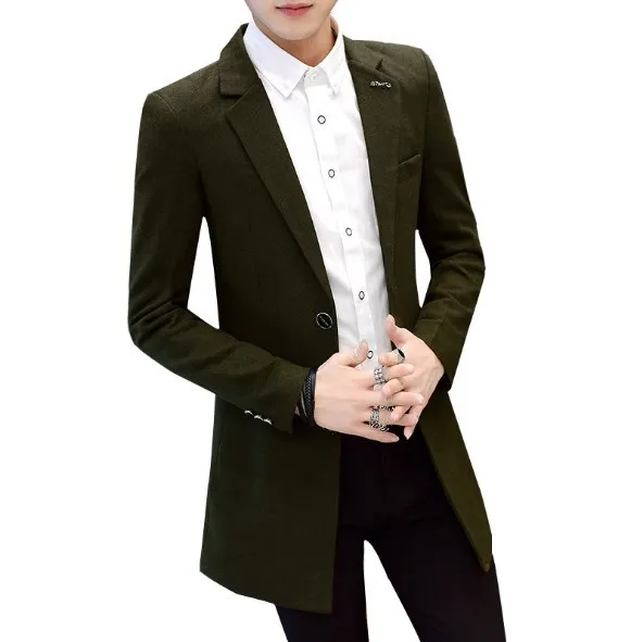 Черный синий бордовый Длинный блейзер мужские однобортные приталенные костюмы