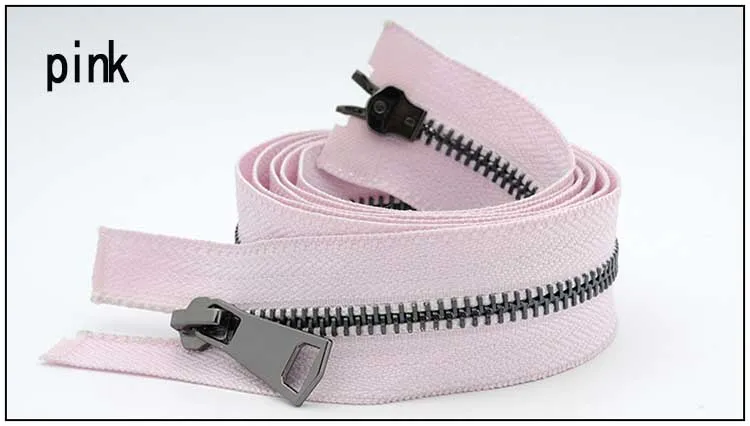 pinkblack 1 шт. 5# черный двойной слайдер Металлические молнии экологически чистые открытые Швейные молнии для пуховиков DIY аксессуары для одежды - Цвет: pinkblack