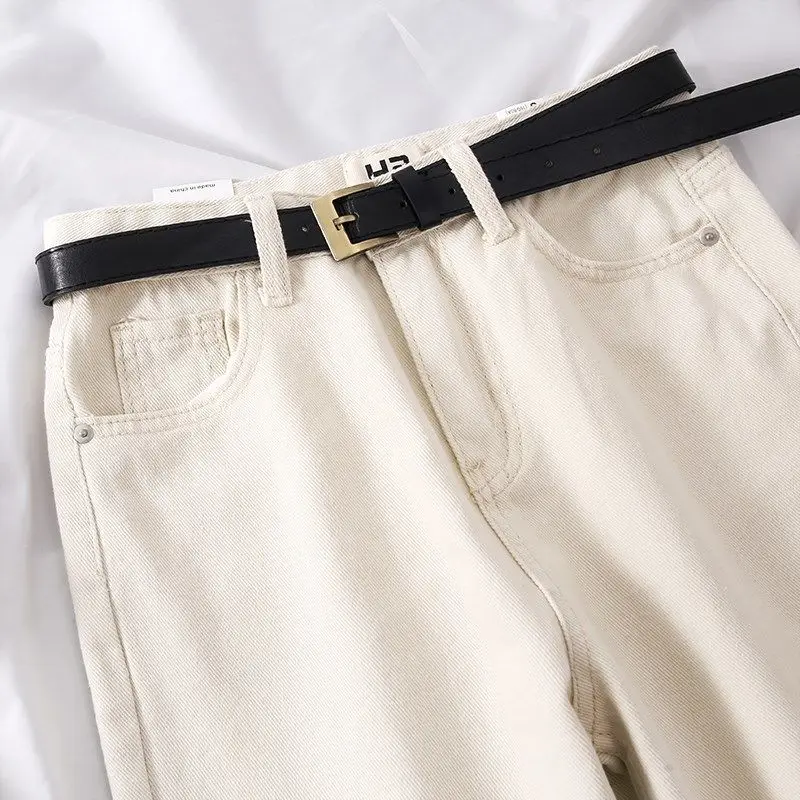 

Women Jeans Pants Leisure Loose Casual High Waist Vintage Straight Jeans Women Style All-Match Simple Denim Trousers