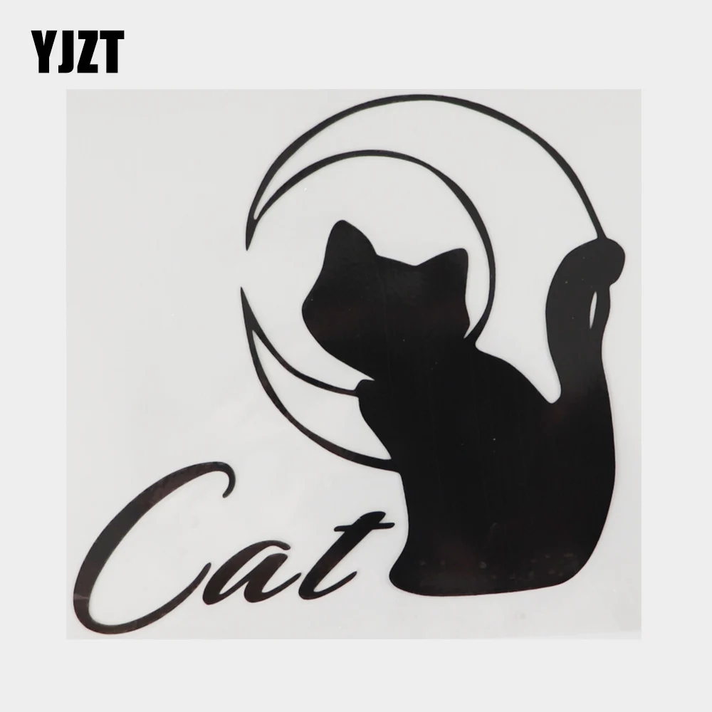 

YJZT 13.7CM×12.6CM Cute Animal Cat Vinyl Decal Car Sticker Black/Silver Car-styling 13F-0097