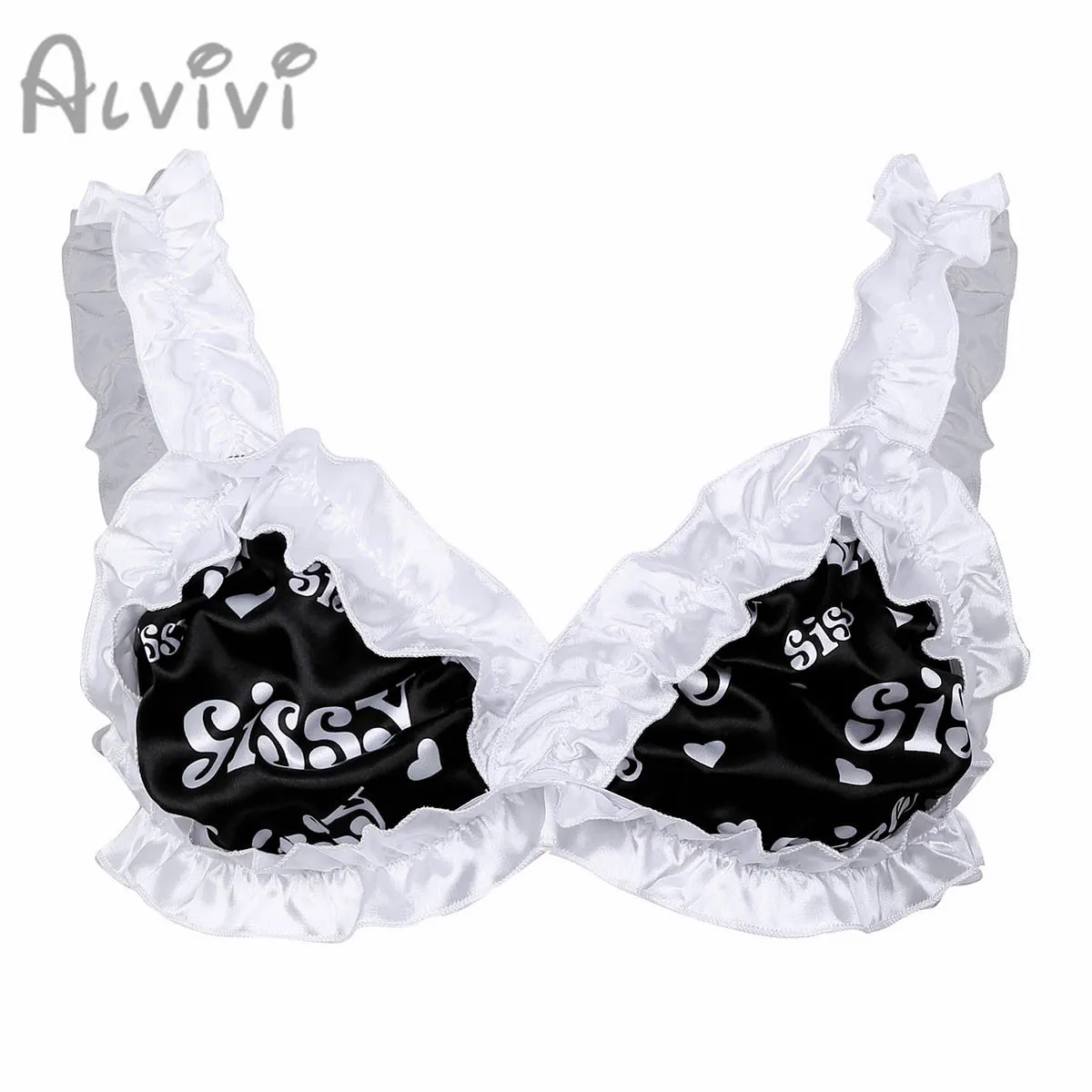 

Новинка, мужской бюстгальтер, милое нижнее белье, нижнее белье, мягкий атласный бюстгальтер без косточек, с принтом и рюшами, без подкладки, бюстгальтер для мужчин, гей-бюстгальтер