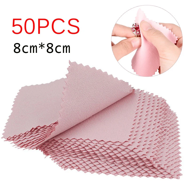 50pcs 5 шт., 10 шт, 50 шт в наборе, цвет серебристый, Золотой ухода за украшениями ткань для полировки, ювелирное изделие, не тускнеет инструменты для самостоятельного изготовления ювелирных изделий Аксессуары - Цвет: 50pcs