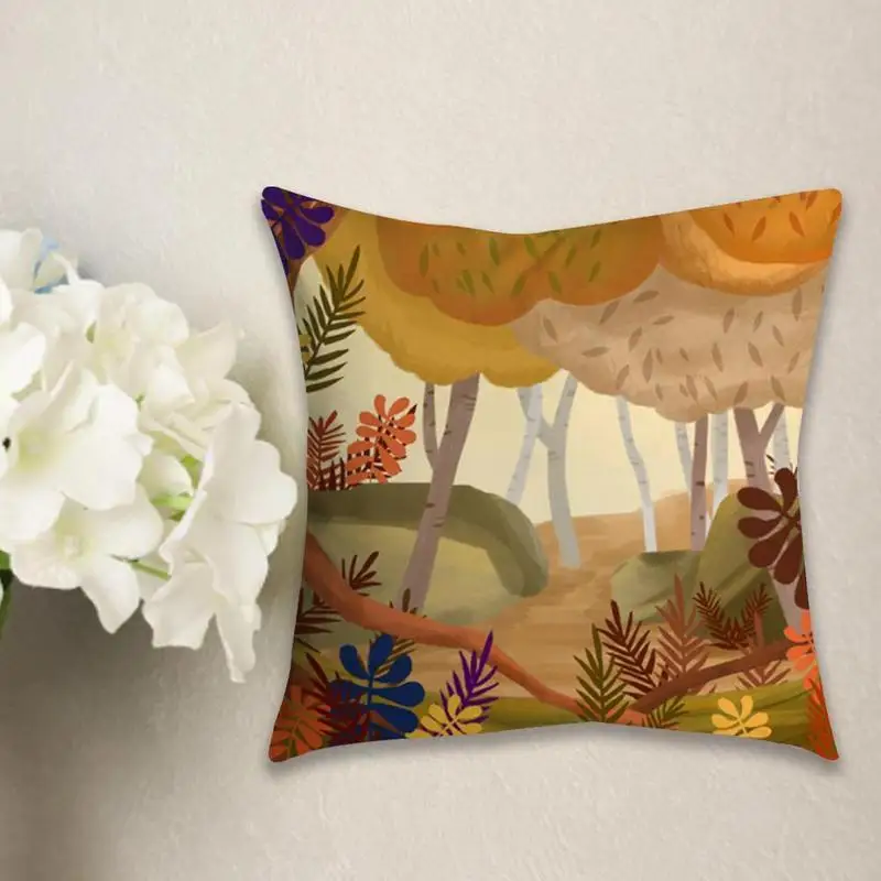 

Autumn Pastoral Landscape Pattern Hugging Pillow Cover Cover Decor Pillow Throw Case Skin Peach Cushion Single Sided Sofa S8X8