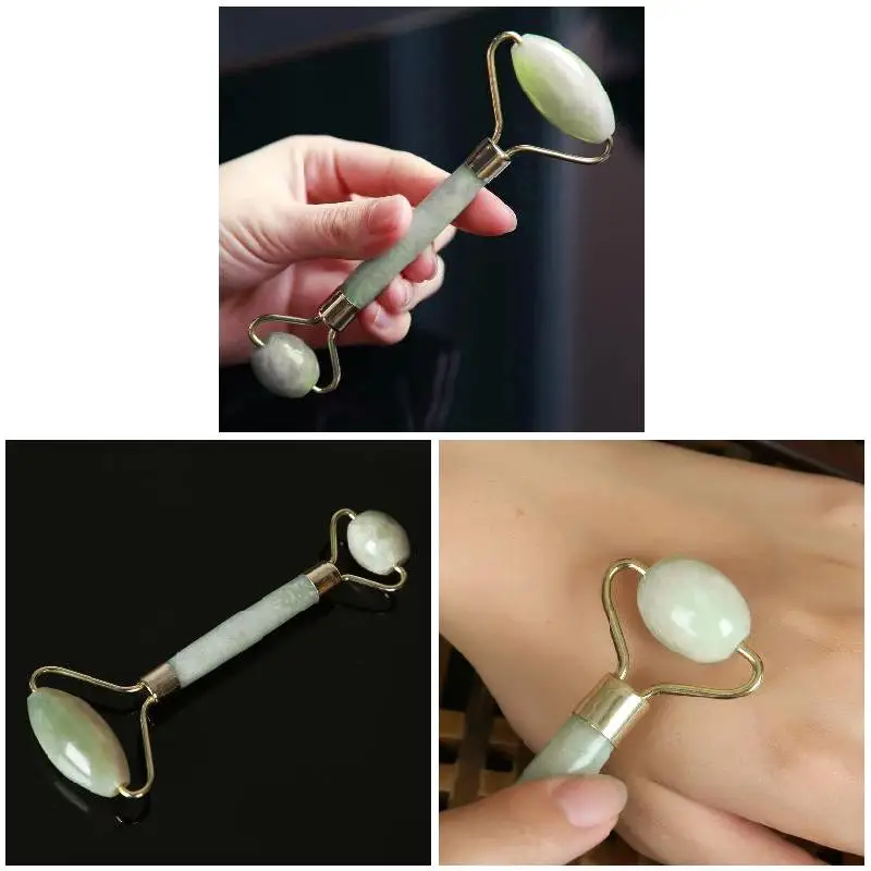 Портативный Массажный ролик для лица натуральный нефрит против морщин