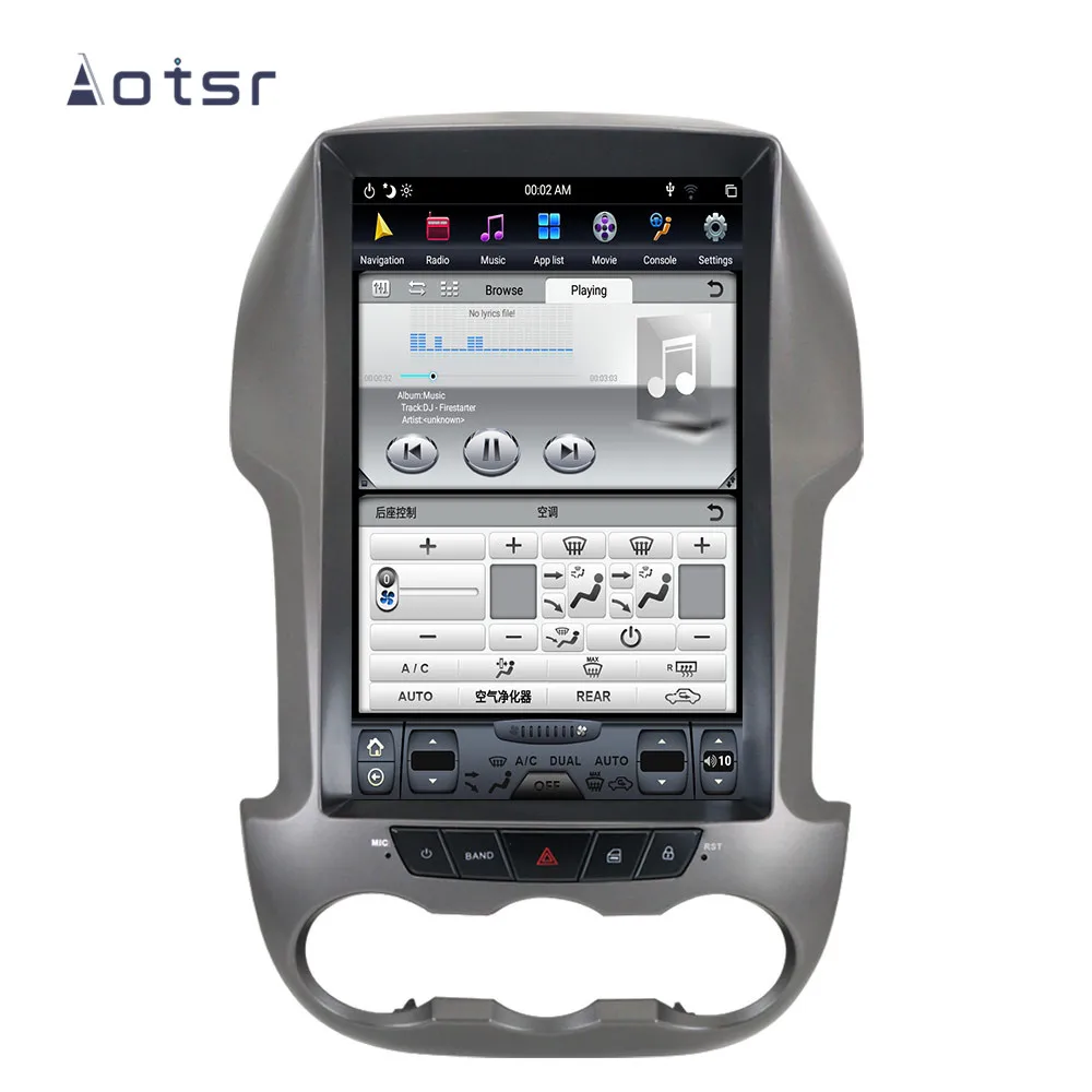 12," BigScreen Android 8,1 4G 64G Автомобильный dvd-плеер gps Navi Автомагнитола для Ford Ranger 2011- блок стерео Satnav встроенный DSP