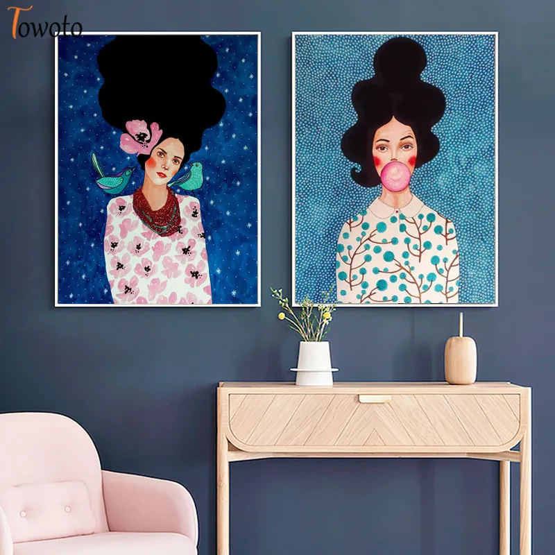 Абстрактная Картина на холсте для девочек цветочный принт скандинавский