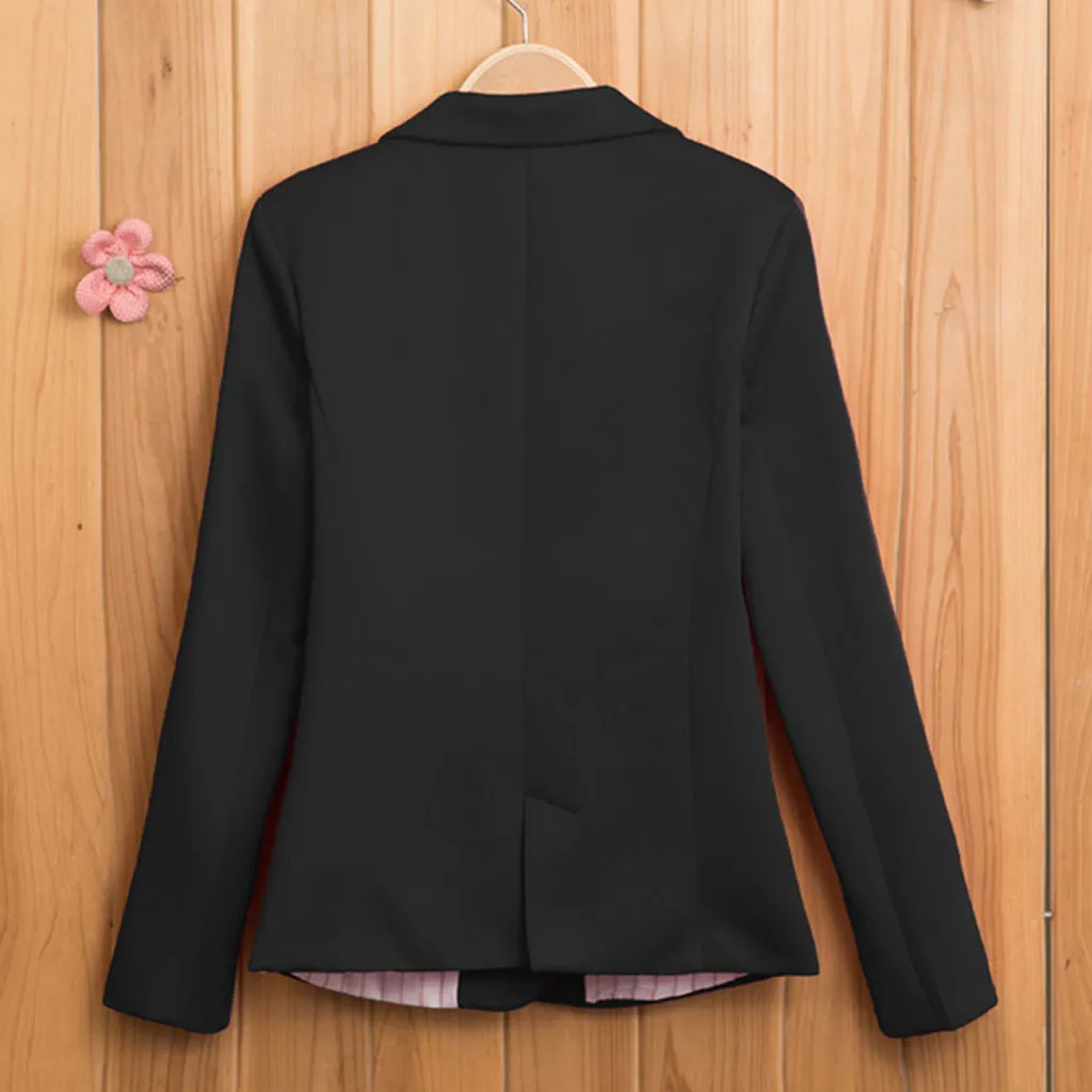 Модные Женские однотонные приталенные блейзеры на пуговицах повседневные