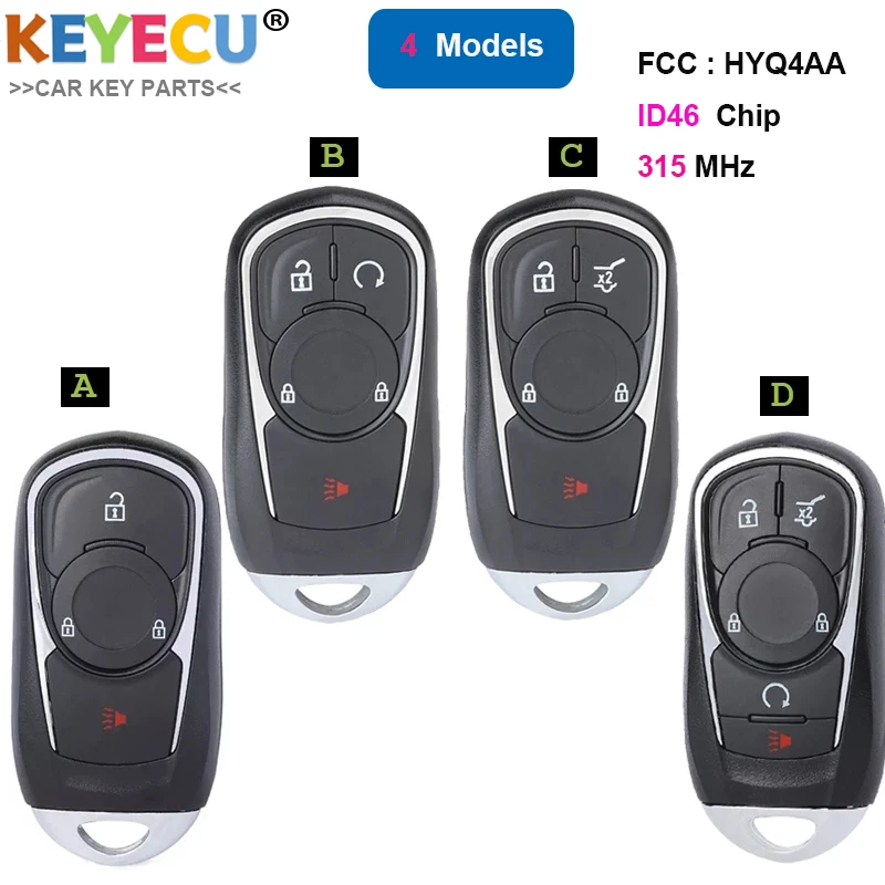 KEYECU Smart Promixity дистанционный ключ 315 МГц 4 5 6 Кнопка для Buick Encore Envision 2017 2018 2019 2020 HYQ4AA