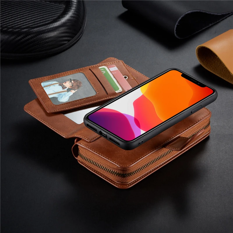 Для iPhone 11 pro max Роскошный кошелек на молнии кожаный чехол для iPhone 5S 6s Plus 7 8 Plus X Xr Xs Max Магнитный чехол много отделений для карт